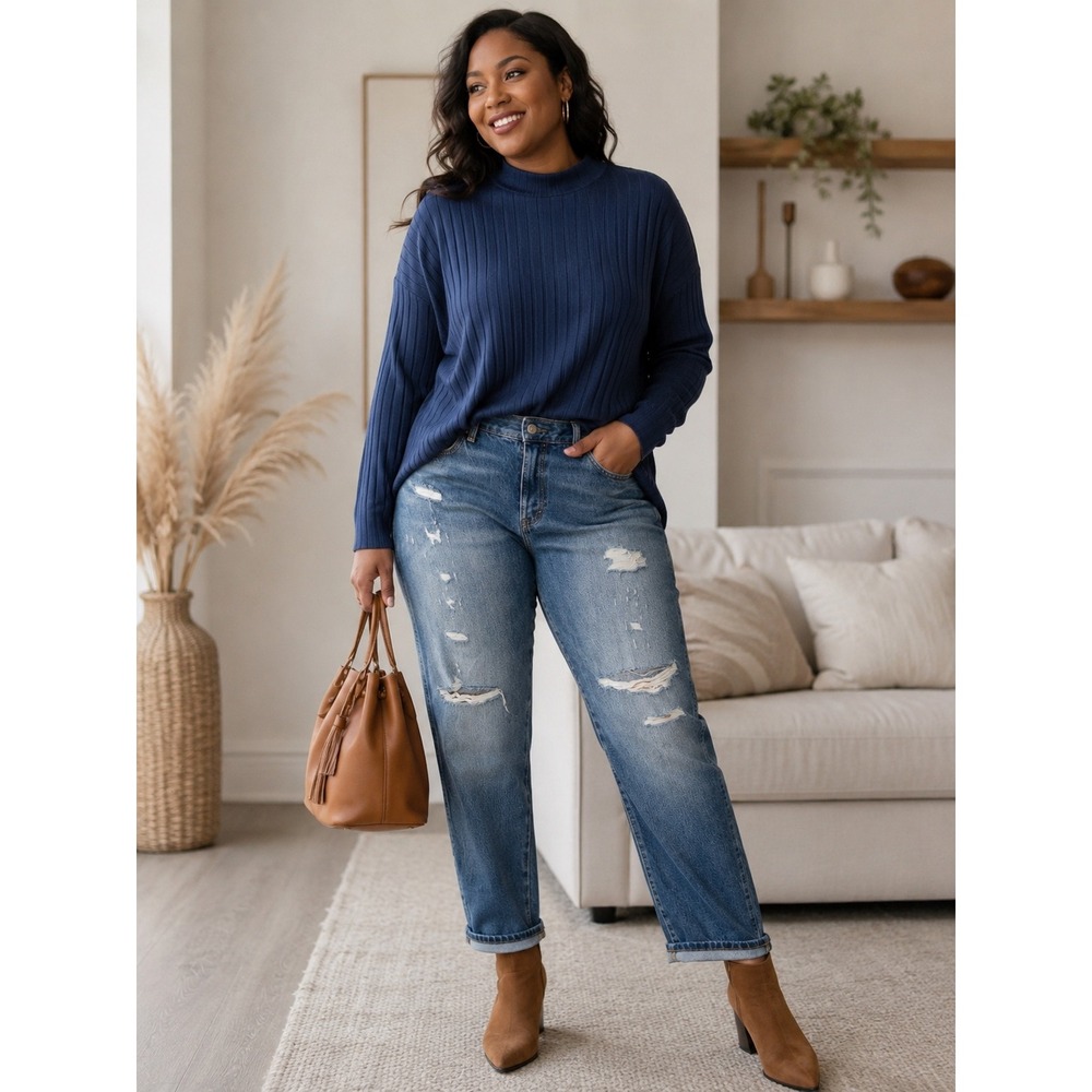 Universal Thread Boyfriend Jeans Distressed Medium Wash Blue 12R